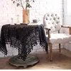 Nappe de table ménage évidé carré Crochet avec gland salon café couverture couleur unie rétro dentelle nappe
