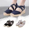 Sandals Women's Wedge Elastic Band Cross Belt Platform High Heels Right Size Comfortable Casual