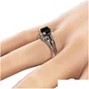 Bague Solitaire Zircon Cubique Noir Carré Diamant Bagues De Fiançailles Femmes Mode Bijoux Will Et Sandy Cadeau Drop Delivery Dhlke