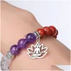 Beaded Yoga 7 Chakkra Tree Of Life Pulsera Cuentas de piedra natural Hebras Pulseras Mujeres Hombres Joyería de moda Will And Sandy Drop Deli Dhsux