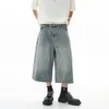 Jeans da uomo Firmranch 2023 Blu Baggy Jorts per uomo Donna Pantaloncini oversize di media lunghezza Nono pantaloni in denim Streetwear