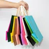 Opakowanie na prezent 10/30/50pcs DIY wielofunkcyjny miękkie kolorowe papierowe torba z uchwytami torba na prezent torby zakupowe Kraft Paper Packing Bag 230605