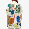 女性用トラックスーツファンタジーサマーコレクションファッションウーマンブラウス2023カラー柔軟性ホリデースタイルシャツ美しいシルクプリントルーズ