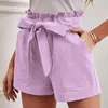 Women's Shorts Women Casual Comfy Lace Up Elastic Waist Summer With Pockets Cotton And Linen Wide Leg