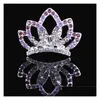 Tiaras Crystal Crown Girls Tiara Comb Shiny Rhinestone Hair Head Wear Daughter Birthday Party Fashion Accessories Will And Sandy Dro Dho4W