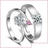 Solitaire Ring Verstelbare Sier Ringen Kristal Kubieke Zirconia Diamant Verloving Voor Vrouwen Heren Paar Huwelijkscadeau Mode-sieraden Dr Dhivz