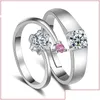 Bague Solitaire Réglable Sier Anneaux Cristal Zircon Diamant Fiançailles Pour Femmes Hommes Couple Cadeau De Mariage Bijoux De Mode Dr Dhivz