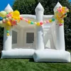 Maison blanche commerciale de rebond de mariage avec le dessus gonflable de toboggan gonflable de château de tourelle combiné pour des enfants et des adultes