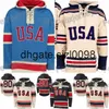 SJSJ98 1980 Miracle on Team USA Ice Hockey Jerseys Hockey Jersey Hoodies Anpassade valfritt namn valfritt nummer Sömda hoodie -sporttröja