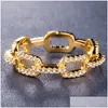Кольца кольца обручальное кольцо Creative Lock Chain Hollow Ladies Циркон сетки с розовым золотом роскошные украшения для женщин Drop Deliver