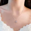 Chaînes Qinhuan Classique Mode Sterling Argent Rond Coupe Moissanite 4 Prongs Collier Premium Unique Bijoux Personnalité