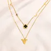 Classical Women Designer Necklace Choker Pendant Chain Gold Plated Stainless Steel Letter Necklaces Wedding Jewelry Accessories 2colors