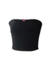 Танки CAMIS Женская черная вышивка цветочных цветов Casual Party Street и летняя майка без плечевых ремней p230605