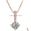 Collane con ciondolo Gioielli di moda semplici Colore oro rosa Forma rotonda Cz Collana con zirconi cubici per le donne Consegna goccia di nozze Penda Dhtaz