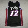 Maglia da basket GH Mitch Ness Jazzs John Stockton Malone Viola Nero Bianco Taglia S-XXL