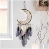 Other Home Decor Moon Feather Wall Hanging Decors Dream Catcher Decorations For Window Pendant Hanger Drop Delivery Garden Dh01L