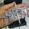 Vecalon handgemachte Hiphop Big Cross Anhänger 925 Sterling Silber Cz Stein Vintage Anhänger Halskette für Frauen Männer Hochzeit Schmuck