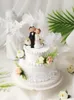 Forniture festive Matrimonio Anniversario Festa Cake Topper Resin Flower Toppers Decorazioni di buon compleanno Articoli promozionali