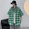 Heren Casual Shirts Plus Size Zomer Korte Mouw Geruite Shirt Mannen Kleding 2023 Britse Stijl Slim Fit Zakelijke Formele Kleding jurk Blouses