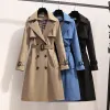 Qnpqyx nya designers Spring England Style Women Windbreaker Loose Medium och Long Elegant Belt Coat Female Long Trench Coat