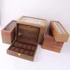 Watch Boxes & Cases Luxury Wooden Box Case Holder Stand Casket Display Storage Organizer 12 Seats Square Buckle Lock Present Cabin236Q