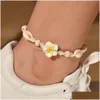 Anklets New Fashion Bohemian Flower Shell Hand Woven Beach Food Chains For Women Jewelry Will And Sandy Gift Drop Delivery Dhpkl