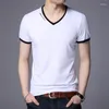 Męskie garnitury A2048 T Tryb Zomer V-Hals Slim Fit Korte Mouw Shirt Mannen GemerceRiseerde Katoen Merk-Chleding Casual T-shirt