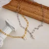 Zincirler Gerçek S925 STERLING Gümüş Kolye El yapımı kısa kadın ins oval zincir İnci Spanker