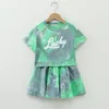 Clothing Sets 2Pcs Tie dye Summer Big Kids Baby Tall Girls Clothes Tops T-shirtSkirt for 10 11 12 13 14 15 16 Years Old 150cm 160cm Height 230605