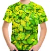 Camiseta Masculina Moda Verão Super Real Food Vegetal Pepino Impressão 3D Camiseta Menino Desenho Animado Legal Casual Manga Curta Top