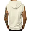 Gilets pour hommes T-shirt sans manches pour hommes Manteau à glissière Couleur unie Gilet à capuche Gym Fitness Muscle Running Sweat