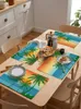 Tapis de table cocotiers coucher de soleil mouettes eau de mer napperon à manger vaisselle cuisine plat tapis Pad 4/6 pièces décoration de la maison