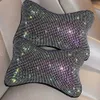 New 2 Pcs Diamond Neck Pillow for Car Driver Auto Seat Headrest Cushion Crystal Rhinestone Rainbow Bling Accessories