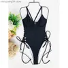 Women's Swimwear 2023 New Sexy Lace Up Underwired One Piece Swimsuit Women Solid Swimwear Female Backless Monokini Bather Bathing Suit Swim Lady T230606