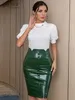 Платья Adyce Модные женские туфли-миди Зеленые юбки из искусственной кожи 2023 Сексуальные облегающие пуговицы с высокой талией Клубная уличная одежда Элегантные офисные женские юбки-карандаши