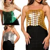 Tanks Camis 2023 Fashion Women's Acrylic Metal Sequin Sexig ärmlös backless Sling Summer Tank Crop Top P230605