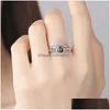 Cluster Rings 2In1 Crown Ring Je t'aime en 100 langues Projection pour les femmes Fashion Fine Jewelry Drop Delivery Dhvyc