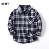 Ensembles de vêtements GFMY printemps automne100% coton à manches longues enfants mode Plaid garçons chemise 2T-14T décontracté grand enfant vêtements printemps manteau 230605