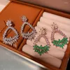 Brincos dangle eyer Luxury Flor African Long For Women Women Wedding Crystal Crystal Cz Dubai Bridal