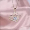 Pendant Necklaces Cubic Zirconia Heart Necklace Sier Gold Chains Diamond Women Fashion Jewelry Will And Sandy Gift Drop Delivery Pend Dhrcb