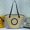 Bolsa de compras feminina de alta moda Bolsa de praia grande de linho de alta moda Bolsa de palha Bolsa de ombro de viagem de designer de luxo Bolsa de ombro angular