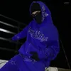 Herrtröjor herrtröja full zip hoodie hip hop rhinestone stjärna alfabet huva jacka överdimensionerad kvinnors kappa y2k kläder