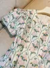 2023 Summer Multicolor Floral Print Sukienka z rozdzielczością Krótkie rękawa okrągła szyja midi sukienki N3L042355