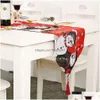 Décorations De Noël Imprimer Arbre Bonhomme De Neige Napperons Nappe Rouge Maison Cuisine Salle À Manger Table Basse Tapis Décor Drop Delivery Jardin F Dh5Gq