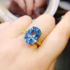 Cluster Ringen Dames Natuurlijke Topaas Edelsteen Sterling Zilver 925 Verlovingsring Blauw Schoon Sieraden Originele Datum Boutique