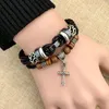 Lien Bracelets Classique Mode Bracelet En Cuir Hommes Multicouche Tressé Corde Cool Garçon Croix Conception Bijoux