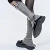 Женские носки зимы над коленом длинное вязаное покрытие вязание крючко