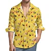 Camisas casuais masculinas Chicken Farm Masculino Moderno Geométrico Camisa Memphis Manga Longa Blusas Elegantes Vintage Design Outono Tops Plus Size