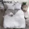 Beddengoed sets Solstice Thuis Textiel Zwart Lattice Dekbedovertrek Kussensloop Laken Eenvoudige Jongen Meisjes Beddengoed Sets Single Twin Double Cover Bedden 230605