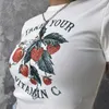 T-shirt da donna anni '90 Vintage Cute Casual Sweet Strawberry Print Crop Top Summer Harajuku Streetwear Kawaii Graphics T-shirt da donna Y2K Slim Letter 230606